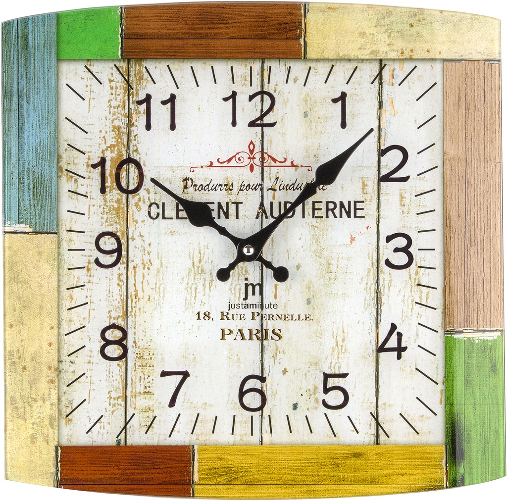 OROLOGIO PARETE VETRO QUADRATO 34X34CM LOWELL