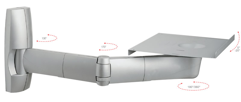 TRIMAGIX50  SUPPORTO MURO 3 SNODI X TV MONITOR 21'' 29'' SILVER  OMB