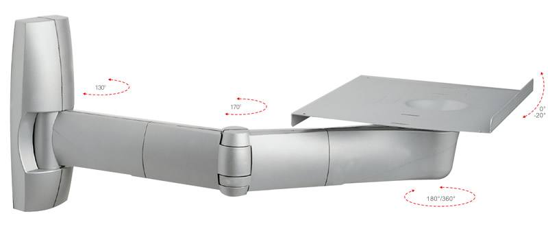 TRIMAGIX60   SUPPORTO MURO 3 SNODI X TV MONITOR 29'' 32''  SILVER  OMB