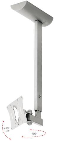 HISOLUTION SUPPORTO DA SOFFITTO 1 SNODO INCLINABILE VESA 200*200 10''30'' SILVER