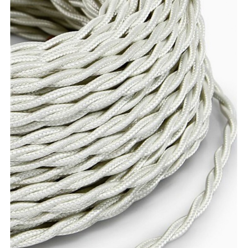 CAVO ELETTRICO TRECCIOLA 2X0.75 TESSUTO BIANCO OTTICO 50MT. IMQ