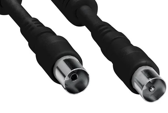 CAVO NEDIS COASSIALE ANTENNA DA SPINA TV A PRESA TV NERO - 1.5MT 