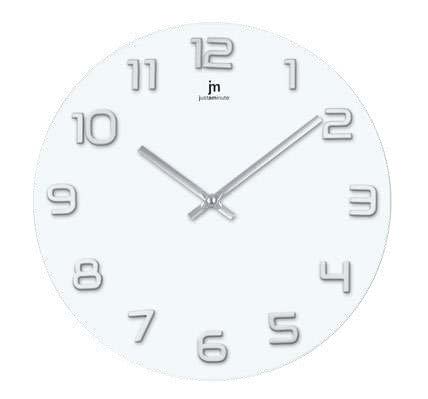 OROLOGIO PARETE VETRO TORNDO 38CM BIANCO SILVER