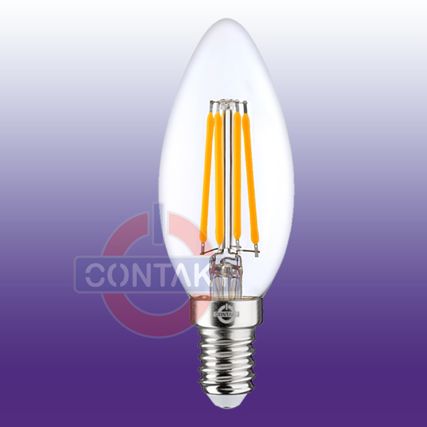 LAMPADA LED-FILO CONTAKT OLIVA C37 ALTA EFFICIENZA 4W  470LM E14 CHIARA 2700K
