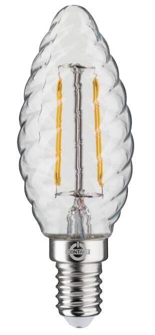 LAMPADA LED-FILO  CONTAKT TORTIGLI. C37 ALTA EFFICIENZA 6.5W 750LM E14 CHIA.2700