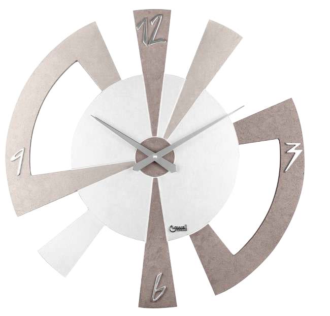 OROLOGIO DA PARETE AL QUARZO TORTORA BIANCO BRONZO NUM.CROMATI DIAM.60