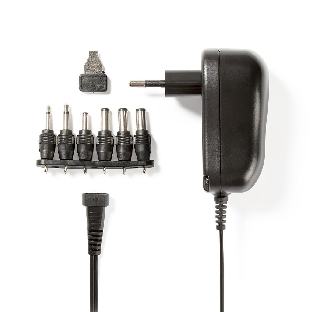 ALIMENTATORE AC UNIV.12V 3-12V DC 1.80 M  1000MAH  6 PLUG(S)  NERO