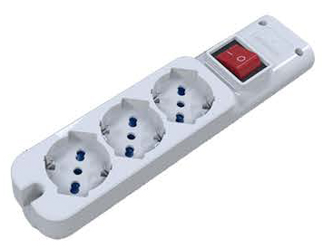 MULTIPLA 3 PRESE BIP.-SCHUKO C/INTER. MAX3500W NO CAVO ALIMENT. BIANCO  MED