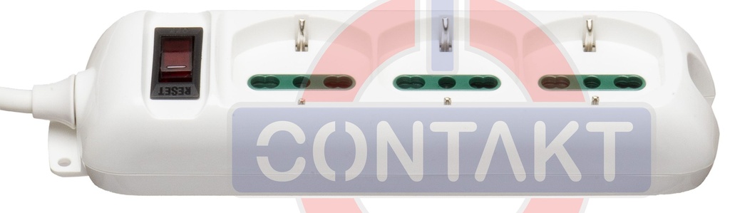 PRESA MULTIPLA CONTAKT 3 BIPRESE+SCHUKO+INTERRUTTORE+ CAVO 1.5MT (SPINA 10A)