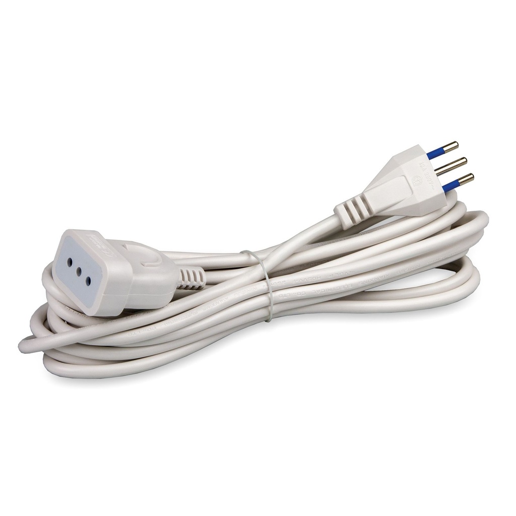 PROLUNGA ELETTRICA CONTAKT SPINA E PRESA  2P+T 10A 250V SEZ. 3X0.75 2MT BIANCO