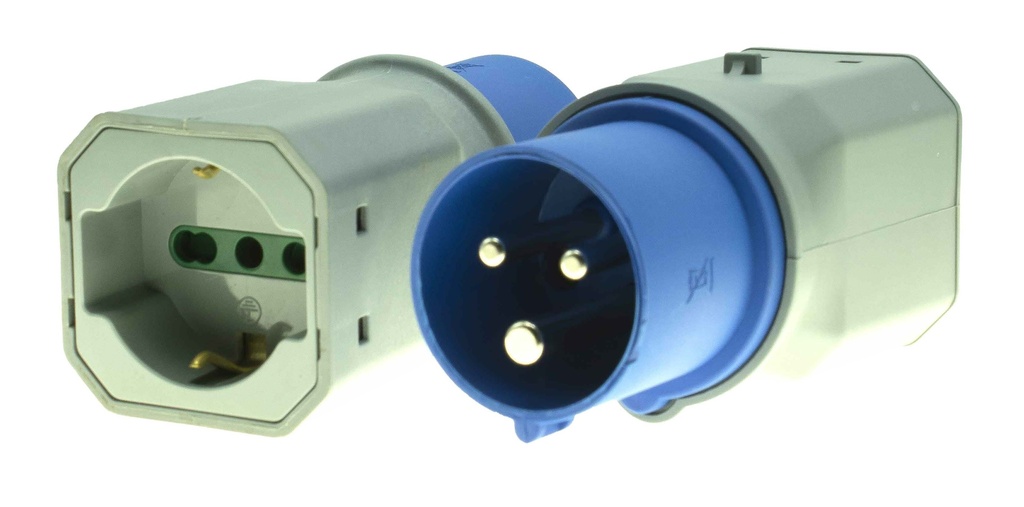 ADATTATORE CONTAKT SPINA INDUSTRIALE 2P+T 16A 230V BIPRESA 10/16A+SCHUKO IP20