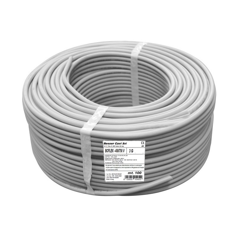 CAVO ELETTRICO BC FLEX 450/750 V 5X1 GRIGIO 100MT. IMQ