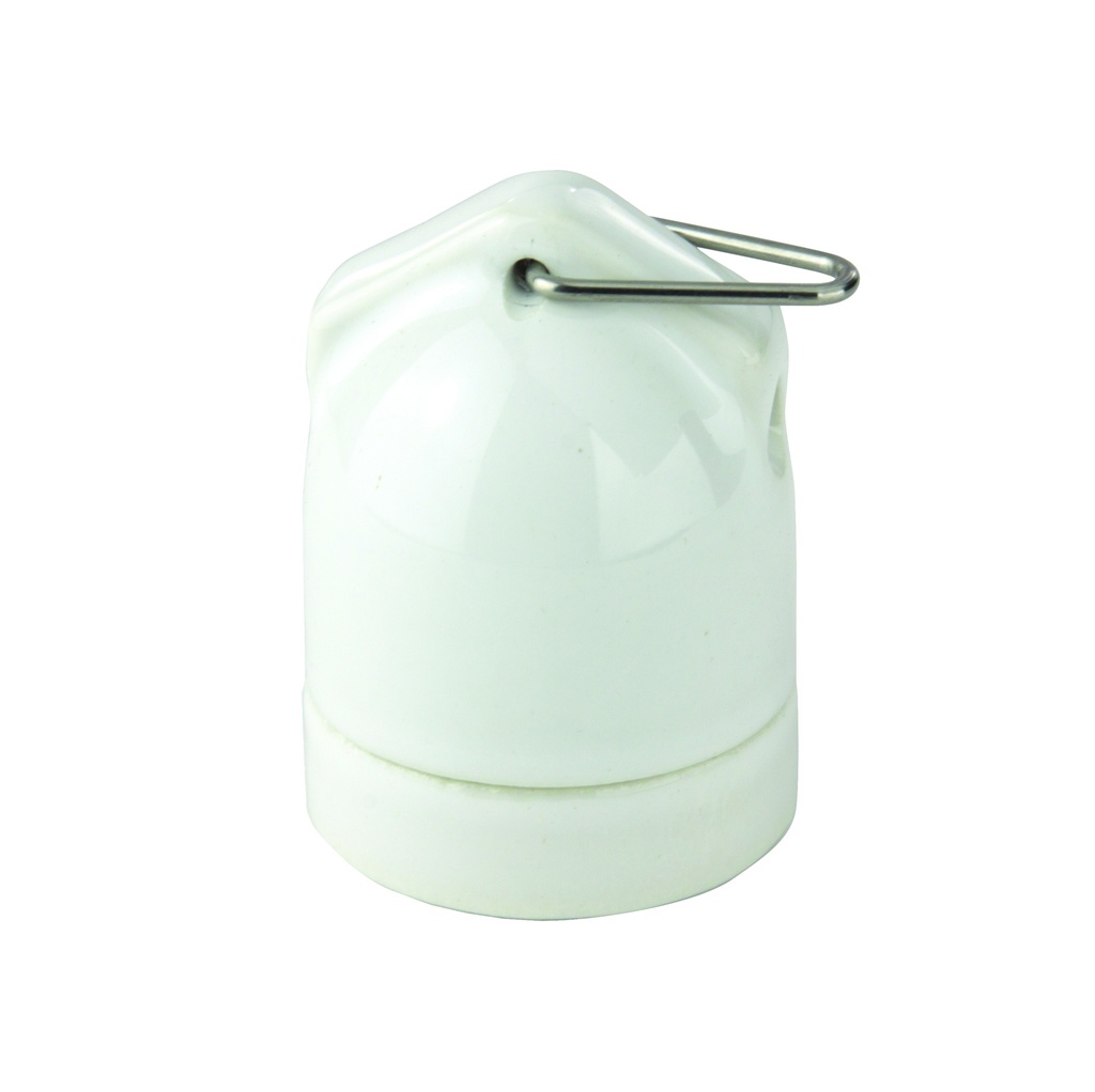 PORTALAMPADA PASSANTE E27 IN PORCELLANA BIANCO, KIT ACC.INCL. CONTAKT