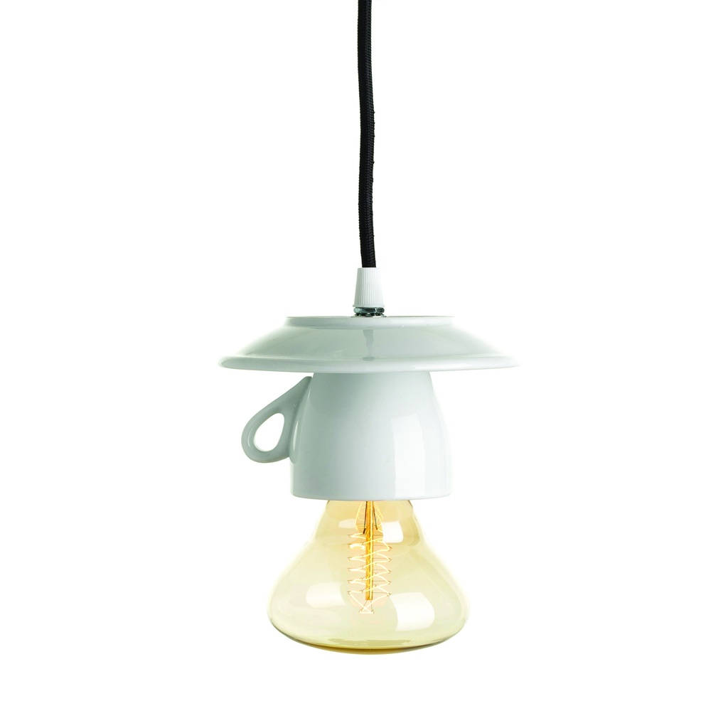 PENDENTE ASSEMBLATO 2M, TAZZA DA CAPPUCCINO PORCELLANA BIANCA Ø 145MM H 80MM