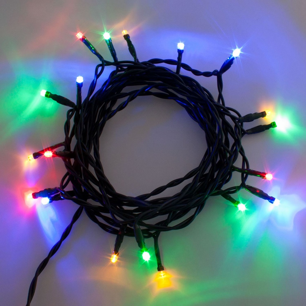 CATENA MBP 20 LED MULTI 5MM PER PRESEPE LUCE FISSA 230V INTERNO CAVO VERDE 1,5