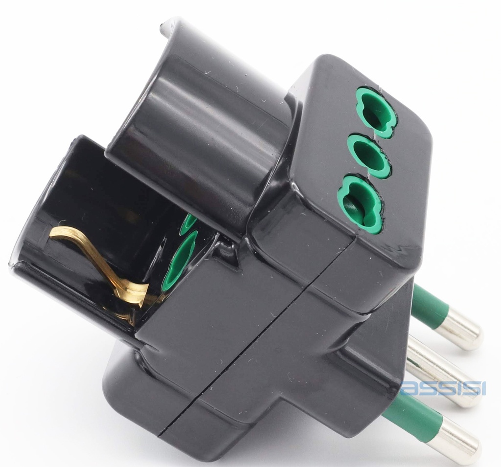 ADATTATORE SPINA 16A 3 PRESE BIP.10/16A/SCHUKO NERO  MED