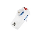 ADATTATORE CIVILE FAI MULTIPLO 250V INTERRUTTORE + SPINA GIREVOLE 2P+T 16A + 2  PRESE USB