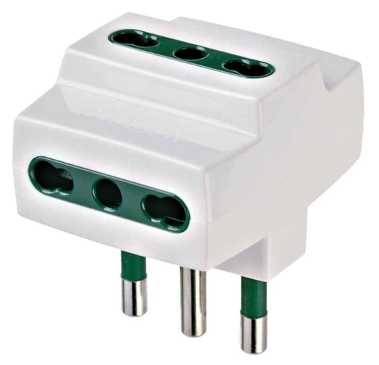 ADATTATORE TRIPLO 2P+T 10/16 A 250 V BIANCO FAI