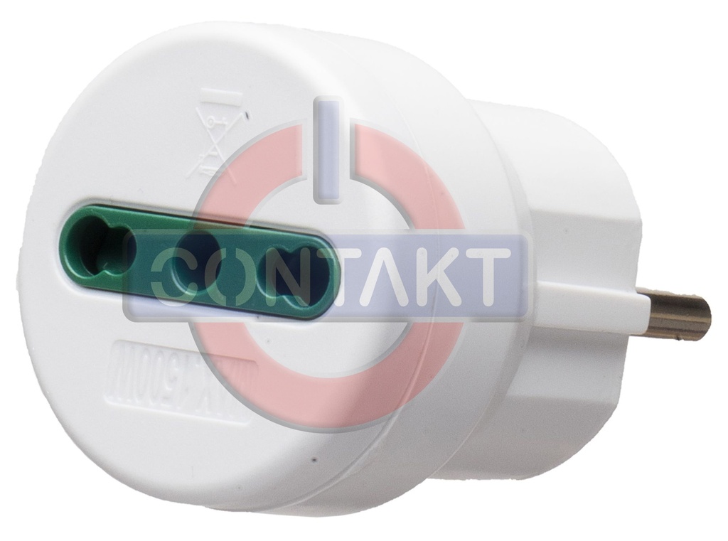 ADATTATORE CIVILE CONTAKT 1 SPINA 2P+T 16A TEDESCO/FRANCESE BIPRESA 2P+T 16A P17/11 NERO