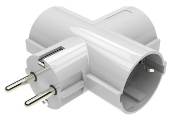 ADATTATORE CIVILE CONTAKT SPINA SCHUKO  2P+T 16A S31 3 PRESE SCHUKO P30 BIANCO
