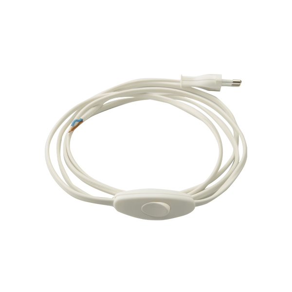 CAVO ELETTRICO FAI PIATTO CON CABLAGGIO INTERRUTTORE BIPOLARE 200 CM BIANCO 