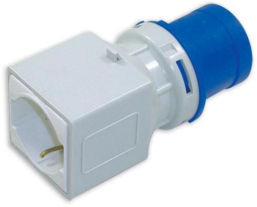 ADATTATORE SPINA INDUSTRIALE 16A 2P+T 220V - 3 PRESE SCHUKO BIV. 10/16A - IP20