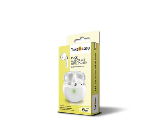 [TK3773] AURICOLARE TAKE IT EASY PUCK EARPHONES BLUETOOTH WIRELESS 