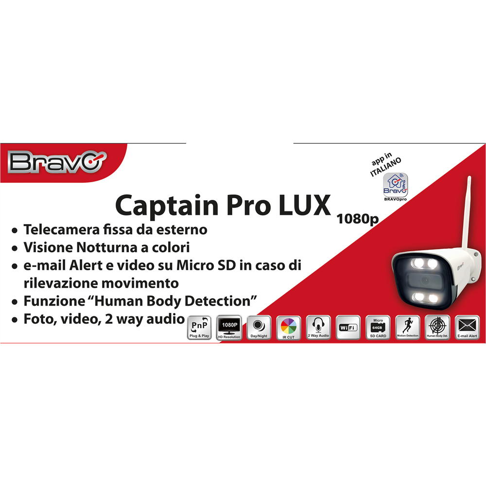 92902928 TELECAMERA CAPTAIN PRO LUX WIRLESS ESTERNO BRAVO