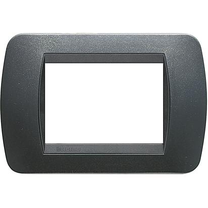 LIVING INT-PLACCA 3 P  TECNOPOLIMERO ACCIAIO SCURO BTICINO
