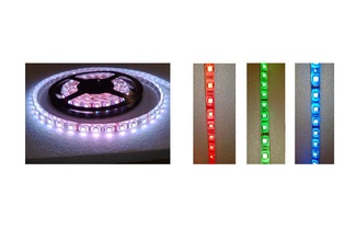 STRISCIA DA 300 LED RGB 5MT. 12V 72W 5050 SFONDO BIANCO EXITV