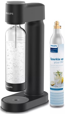 KIT SODA GASATORE LITE NERO C/BOTTIGLIA E BOMBOLA 425GR PHILIPS WS