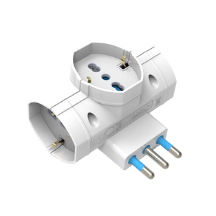 ADATTATORE SFALSATO VERTICALE S17 + 3 UNIVERSALI BIANCO, MAX 3680W