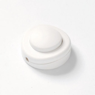 INTERRUTTORE FAI PASSANTE UNIPOLARE A PEDALE PER PIANTANA 250V TASTO TONDO PIATTO  BIANCO 