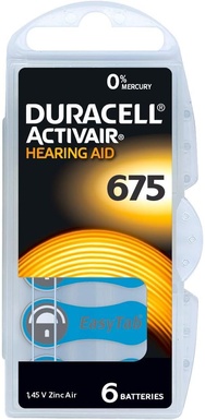 PILE DURACELL ACUSTICA  ZINCO ARIA  BL.6  NEW  DA675N