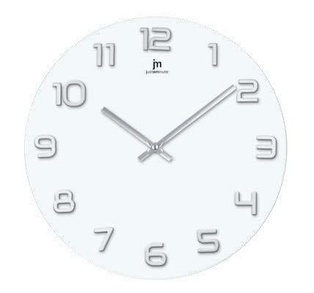 OROLOGIO PARETE VETRO TORNDO 38CM BIANCO SILVER