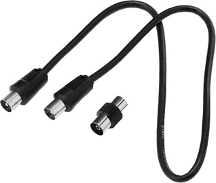 CAVO NEDIS ANTENNA COASSIALE DA SPINA TV A SPINA TV CON ADATTATORE PRESA- PRESA  NERO - 1.5MT 