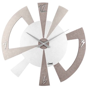 OROLOGIO DA PARETE AL QUARZO TORTORA BIANCO BRONZO NUM.CROMATI DIAM.60