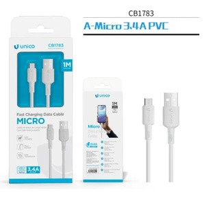 CAVO UNICO BIANCO DA USB A MICRO USB CARICA SMART RAPIDA 3.4A 100 CM.