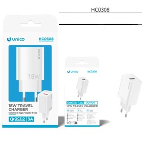CARICATORE UNICO DA RETE BIANCO PRESA USB RAPIDO 18W 