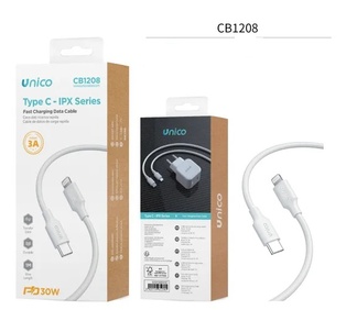 CAVO UNICO BIANCO DA TYPE-C A LIGHTING CARICA SMART RAPIDA 3A 100CM 