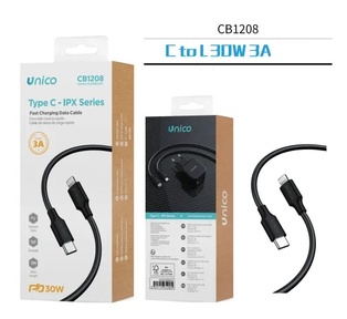 CAVO UNICO NERO DA TYPE-C A LIGHTING CARICA SMART RAPIDA 3A 100CM 