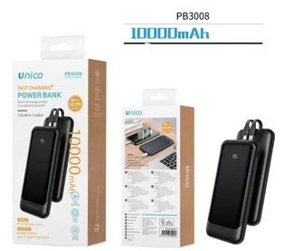 CARICATORE POWER BANK UNICO NERO DA 10000 Mah CON CAVO DA 22.5W 