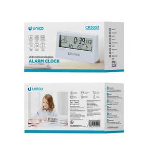 SVEGLIA DIGITALE UNICO CON STAZIONE METEO E DATARIO CON ALIMENTAZIONE CAVO USB-A O 3 AAA MINISTILO COLORE BIANCO 
