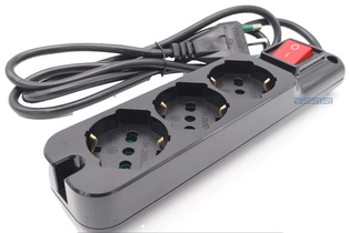 MULTIPLA 16A 3 PRESE BIP.SCHUKO C/INTER. +CAVO 1.5MT.MAX3500W NERO MED