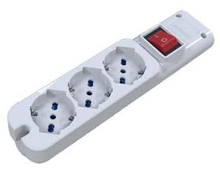 MULTIPLA 3 PRESE BIP.-SCHUKO C/INTER. MAX3500W NO CAVO ALIMENT. BIANCO  MED