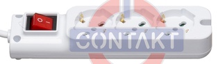 PRESA MULTIPLA CONTAKT 3 BIPRESE+SCHUKO+INTERRUTTORE+CAVO 1.5MT MAX3500W BIANCO