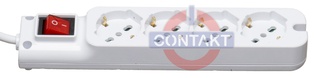 PRESA MULTIPLA CONTAKT 4 BIPRESE+SCHUKO+INTERRUTTORE+CAVO 1.5MT MAX3500W NERO