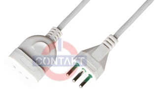 PROLUNGA ELETTRICA CONTAKT SPINA E PRESA  2P+T 10A 250V SEZ. 3X0.75 3MT BIANCO