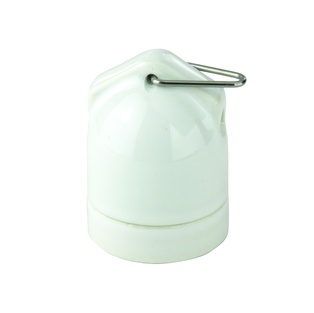 PORTALAMPADA PASSANTE E27 IN PORCELLANA BIANCO, KIT ACC.INCL. CONTAKT