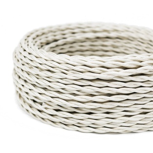 CAVO ELETTRICO TRECCIOLA 2X1 TESSUTO AVORIO 50MT. IMQ